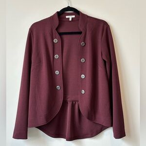 Maurice’s Blazer Cardigan Size M Pink Berry Color Ruffle Business Top